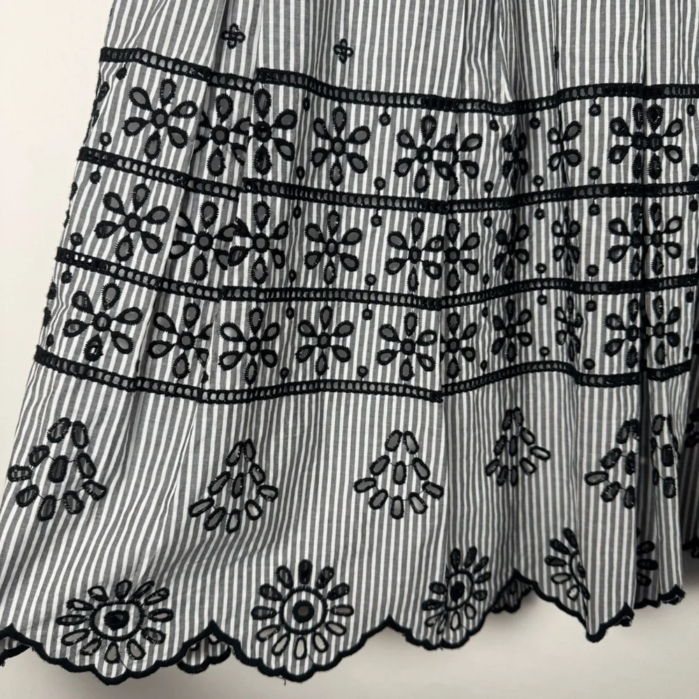 Talbots Skirt NWT Size 12 Striped Embroidered‎ Skirt Eyelet Boho Cottagecore